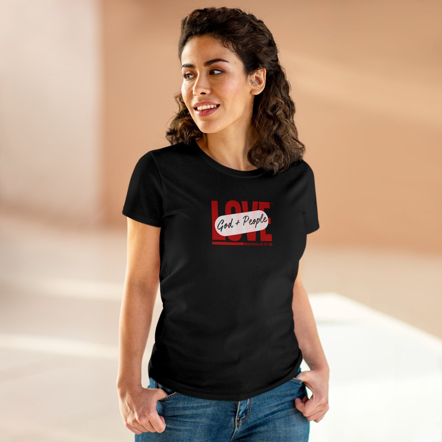 Love God, Love People | Matthew 22:37-39 Women's Midweight Cotton Tee