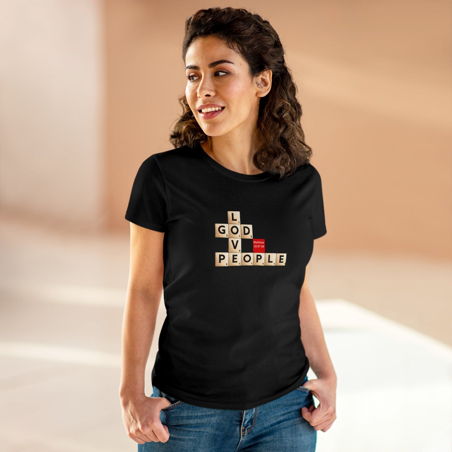 Love God, Love People | Matthew 22:37-39 Women's Midweight Cotton Tee