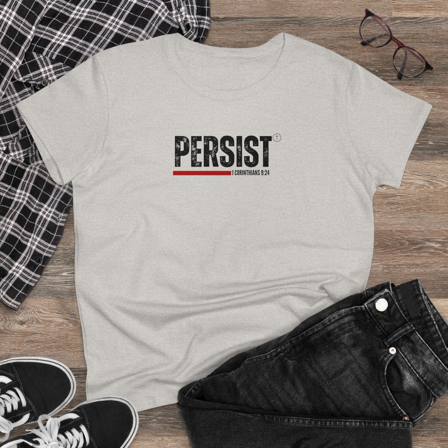 Persist | 1 Corinthians 9:24 Women's Midweight Cotton Tee