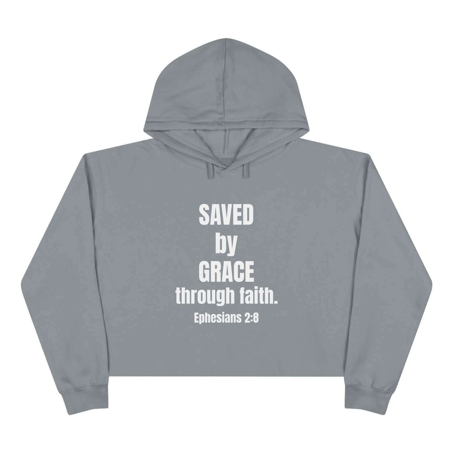 Christian Crop Hoodie - Saved by Grace