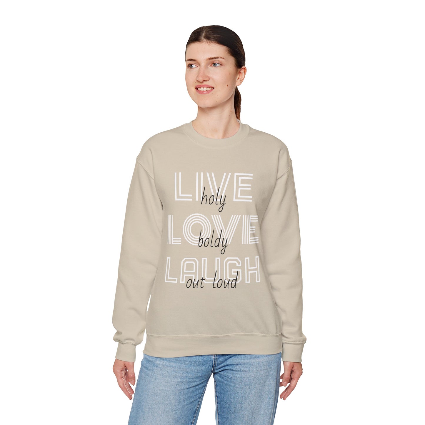 Live Love Laugh Sweatshirt with Bold Lines Design