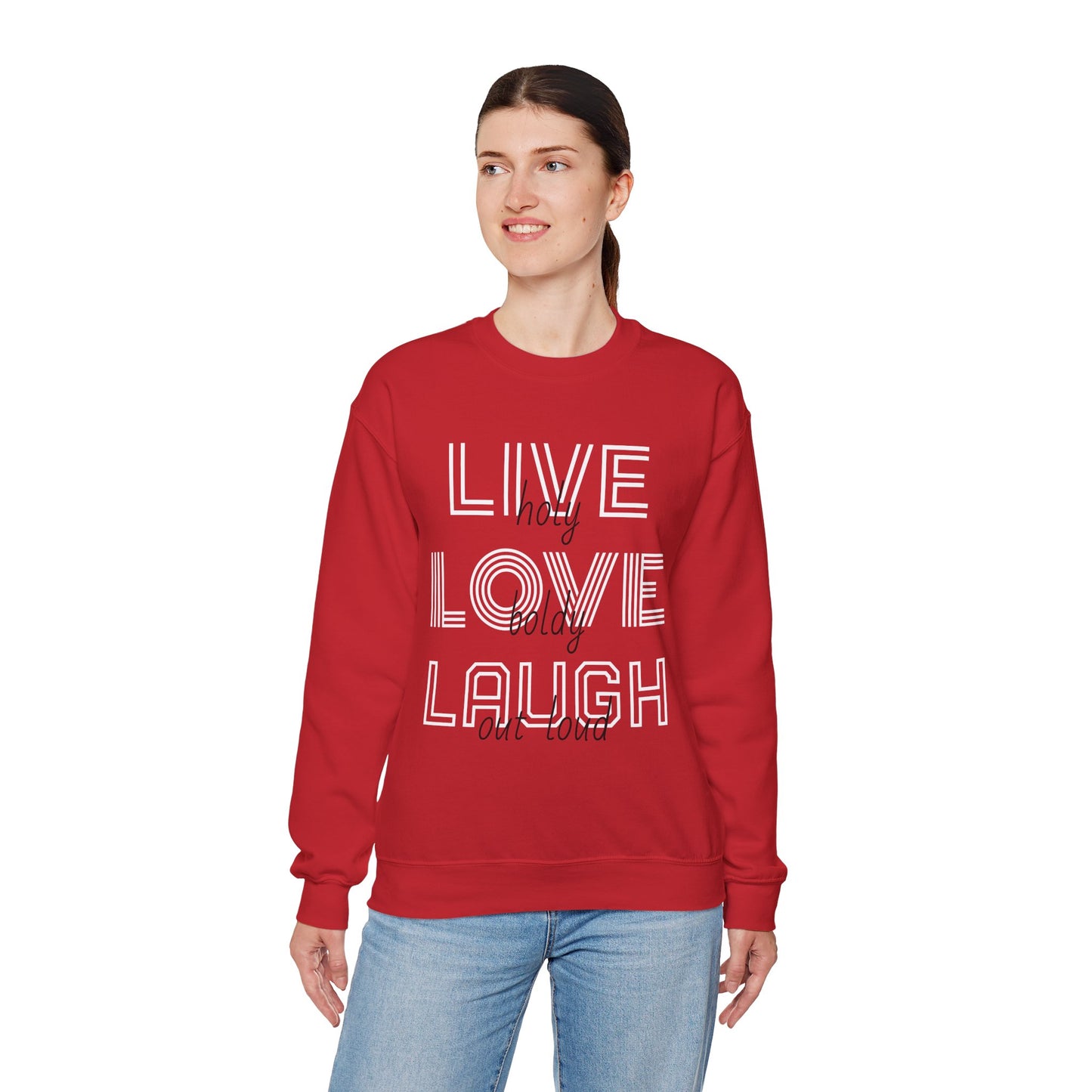 Live Love Laugh Sweatshirt with Bold Lines Design