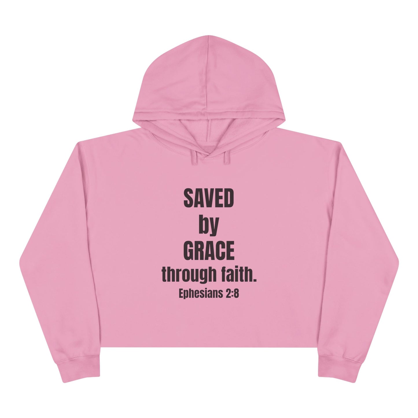 Christian Crop Hoodie - Saved by Grace