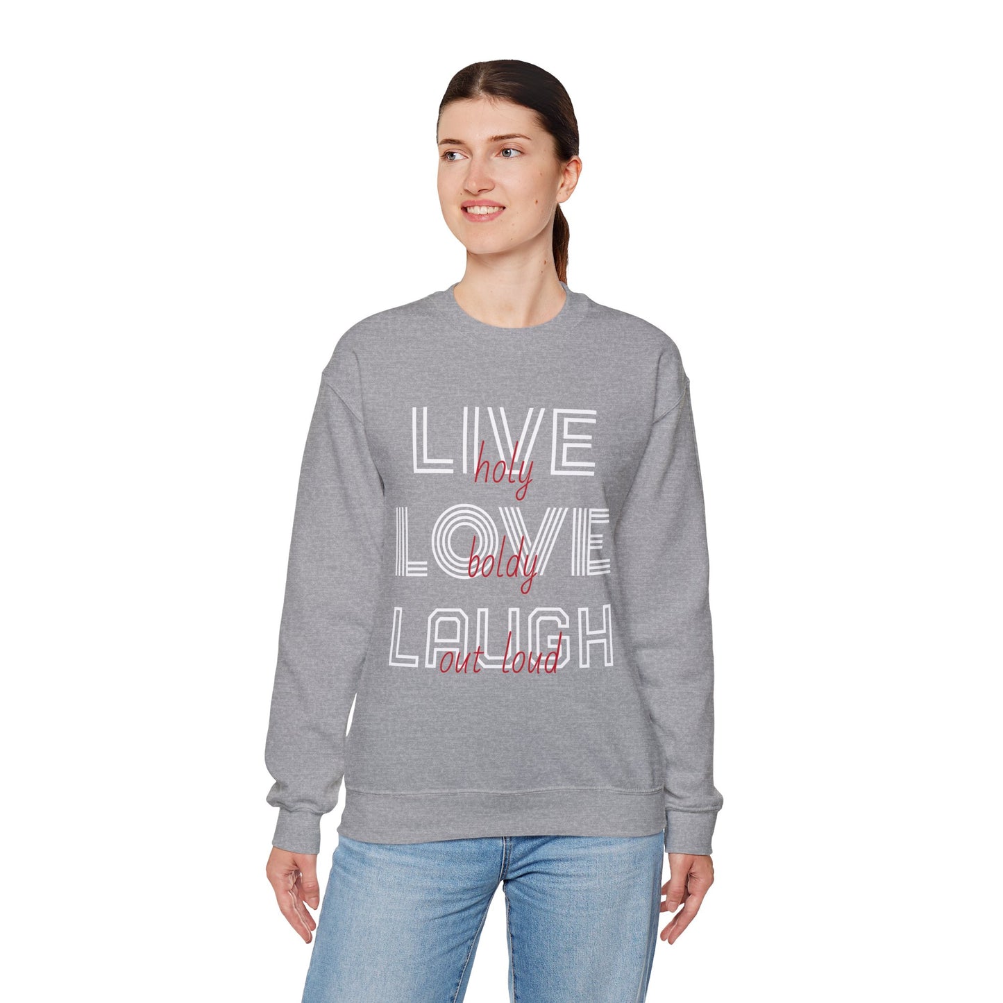 Live Love Laugh Sweatshirt with Bold Lines Design