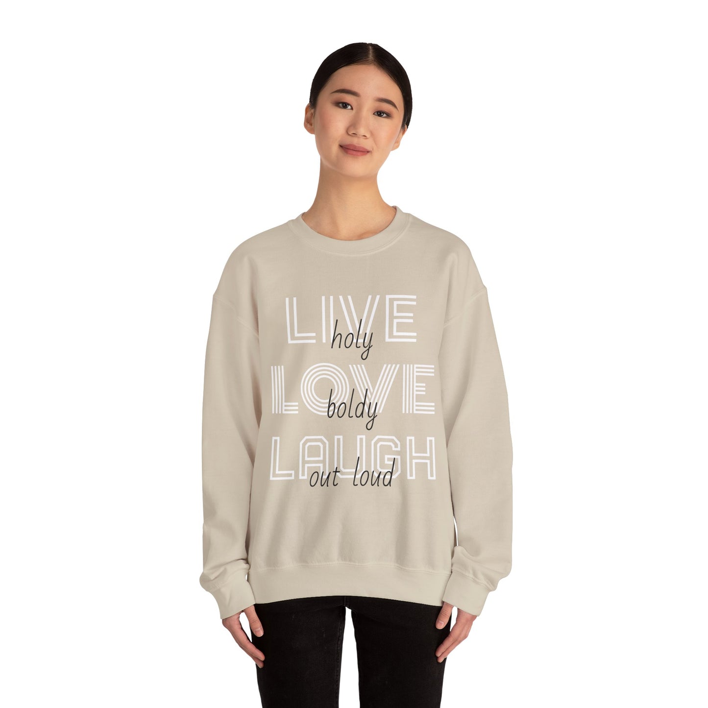 Live Love Laugh Sweatshirt with Bold Lines Design