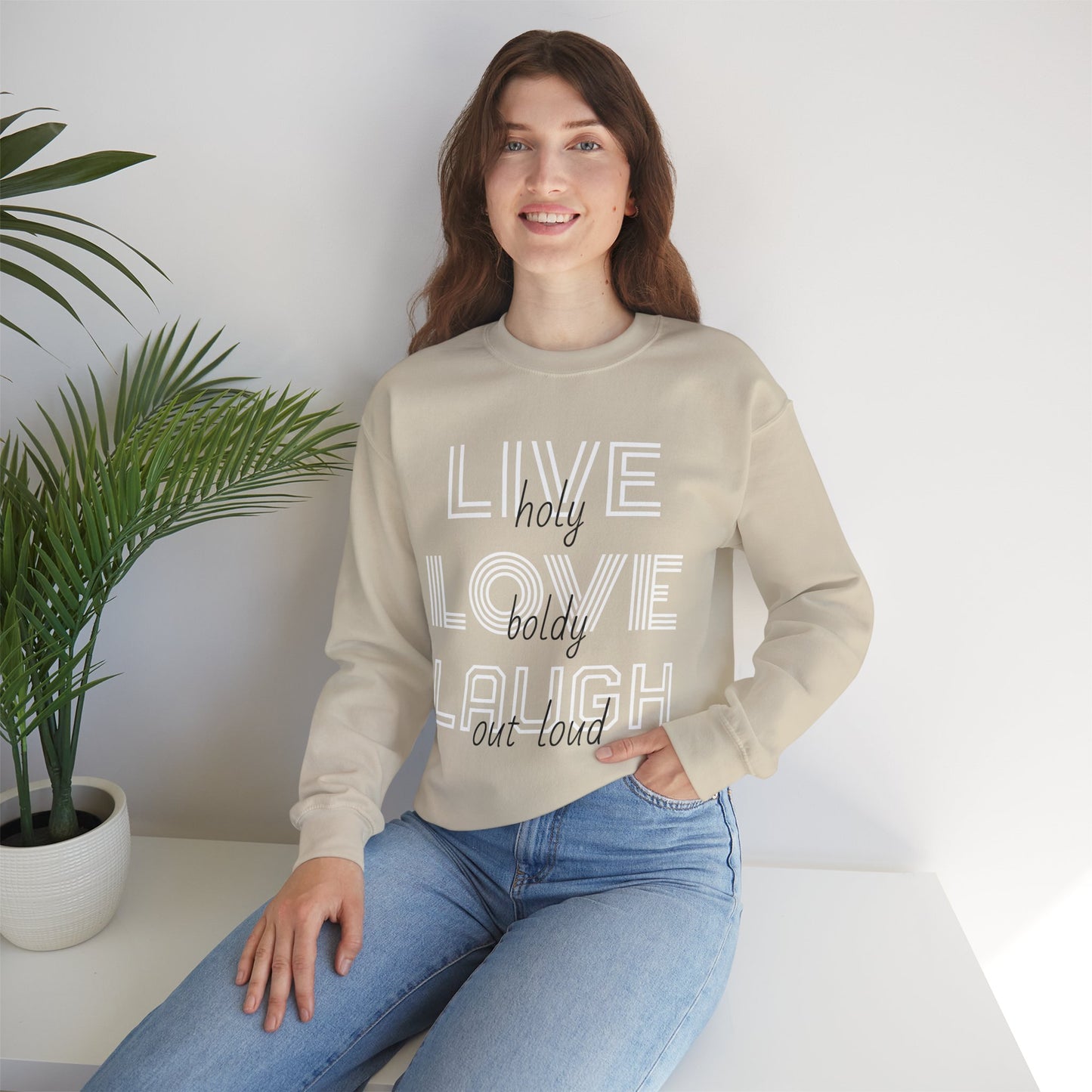 Live Love Laugh Sweatshirt with Bold Lines Design