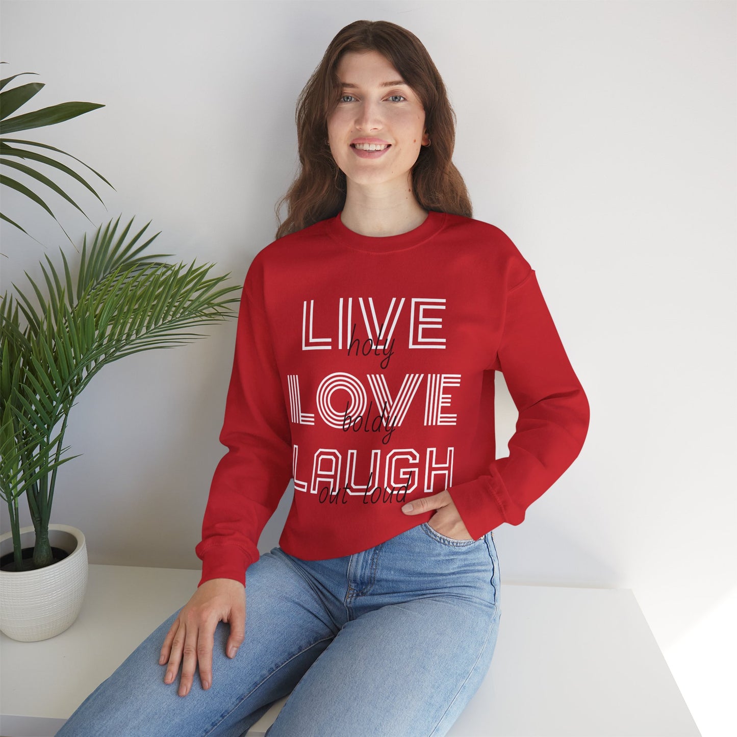 Live Love Laugh Sweatshirt with Bold Lines Design