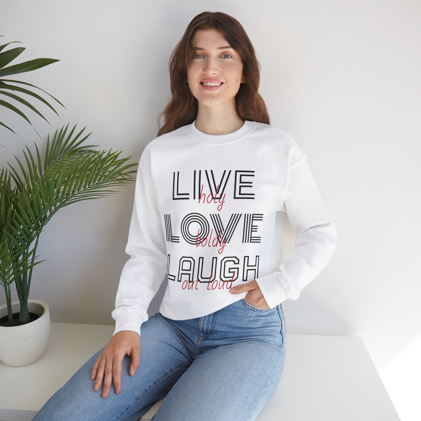 Live Love Laugh Sweatshirt with Bold Lines Design