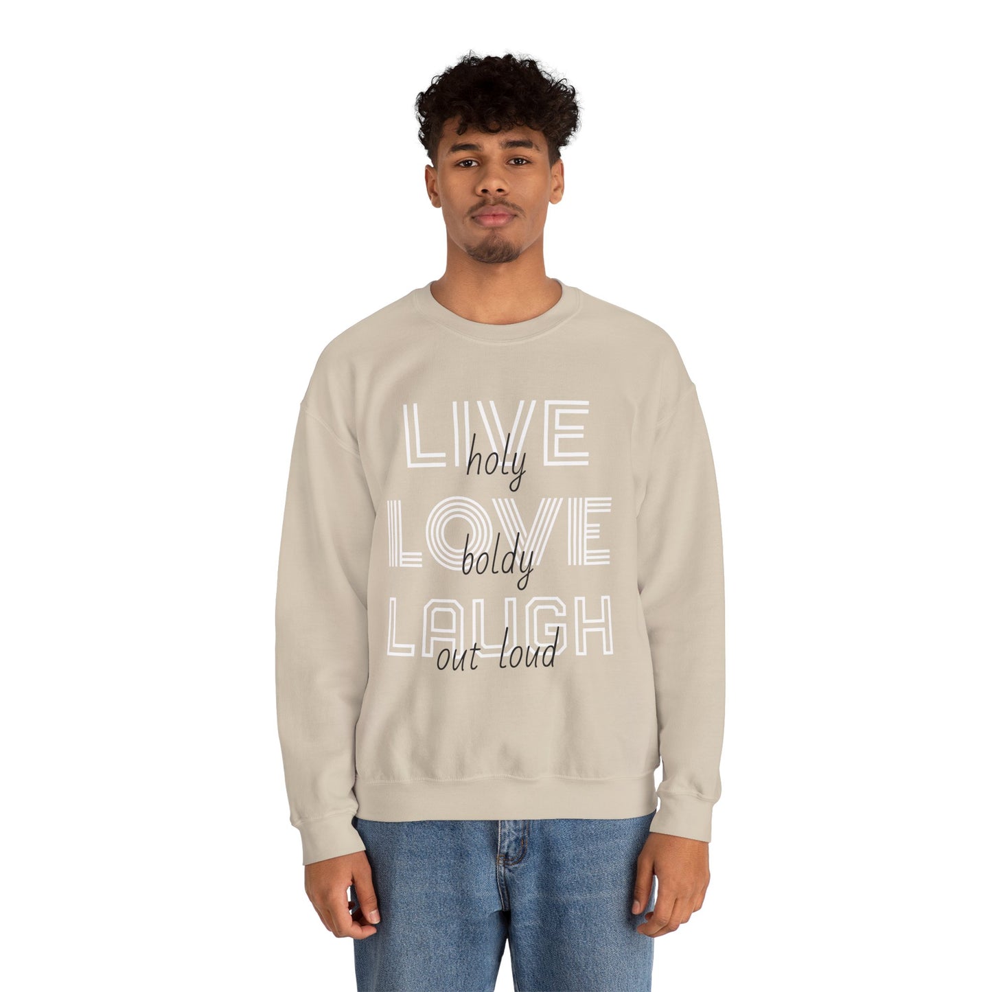 Live Love Laugh Sweatshirt with Bold Lines Design