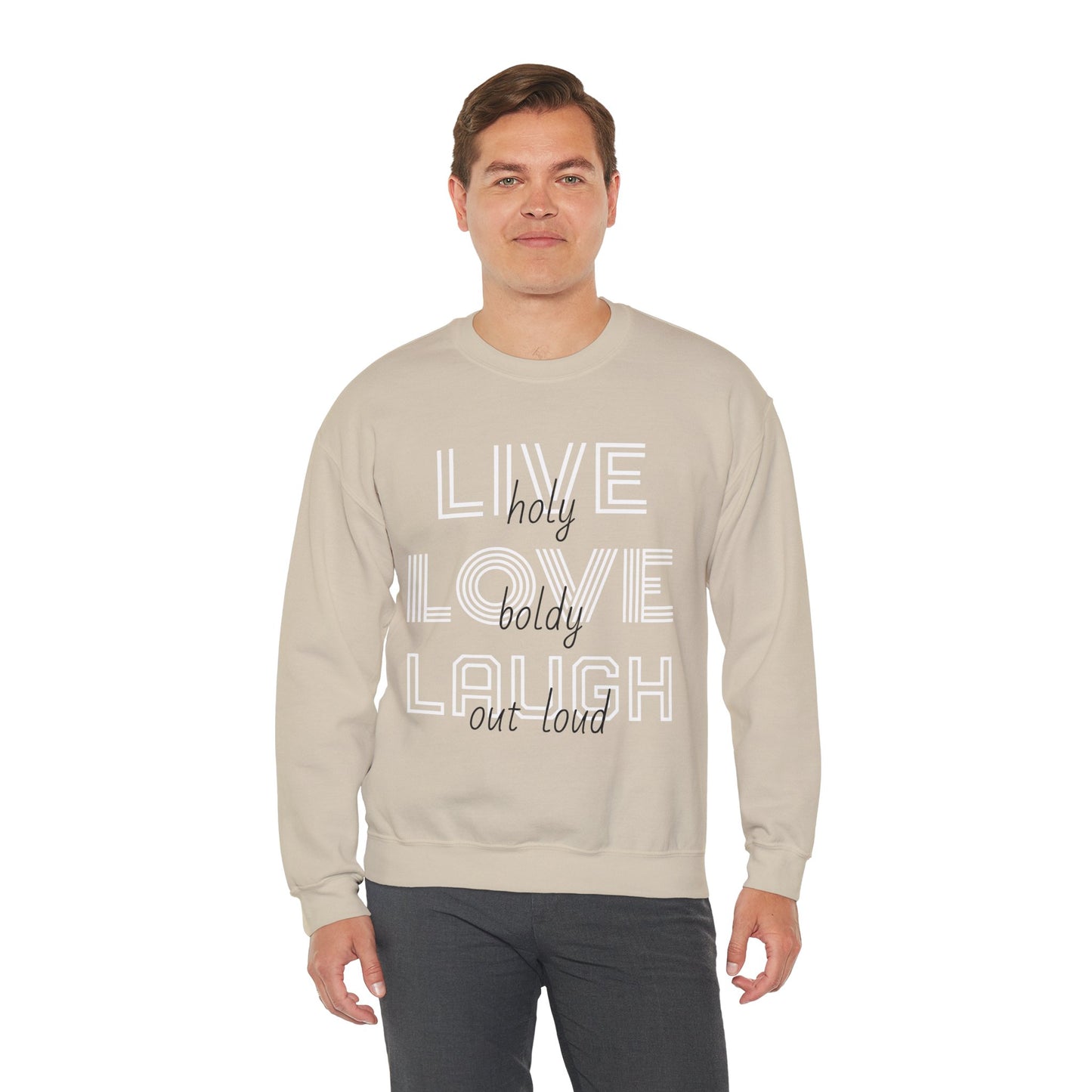 Live Love Laugh Sweatshirt with Bold Lines Design