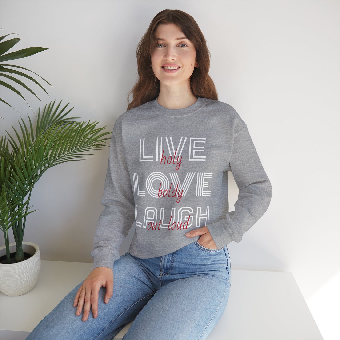 Live Love Laugh Sweatshirt with Bold Lines Design